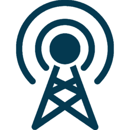Illustration of a broadcast tower sending wireless signals symbolizing organic promotion of an Elite Prospects hockey profile
