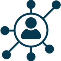 Connected circles icon symbolizing hockey players and fans interacting within the Elite Prospects community