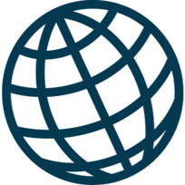 Wireframe globe icon representing global reach and international visibility for Elite Prospects hockey profiles